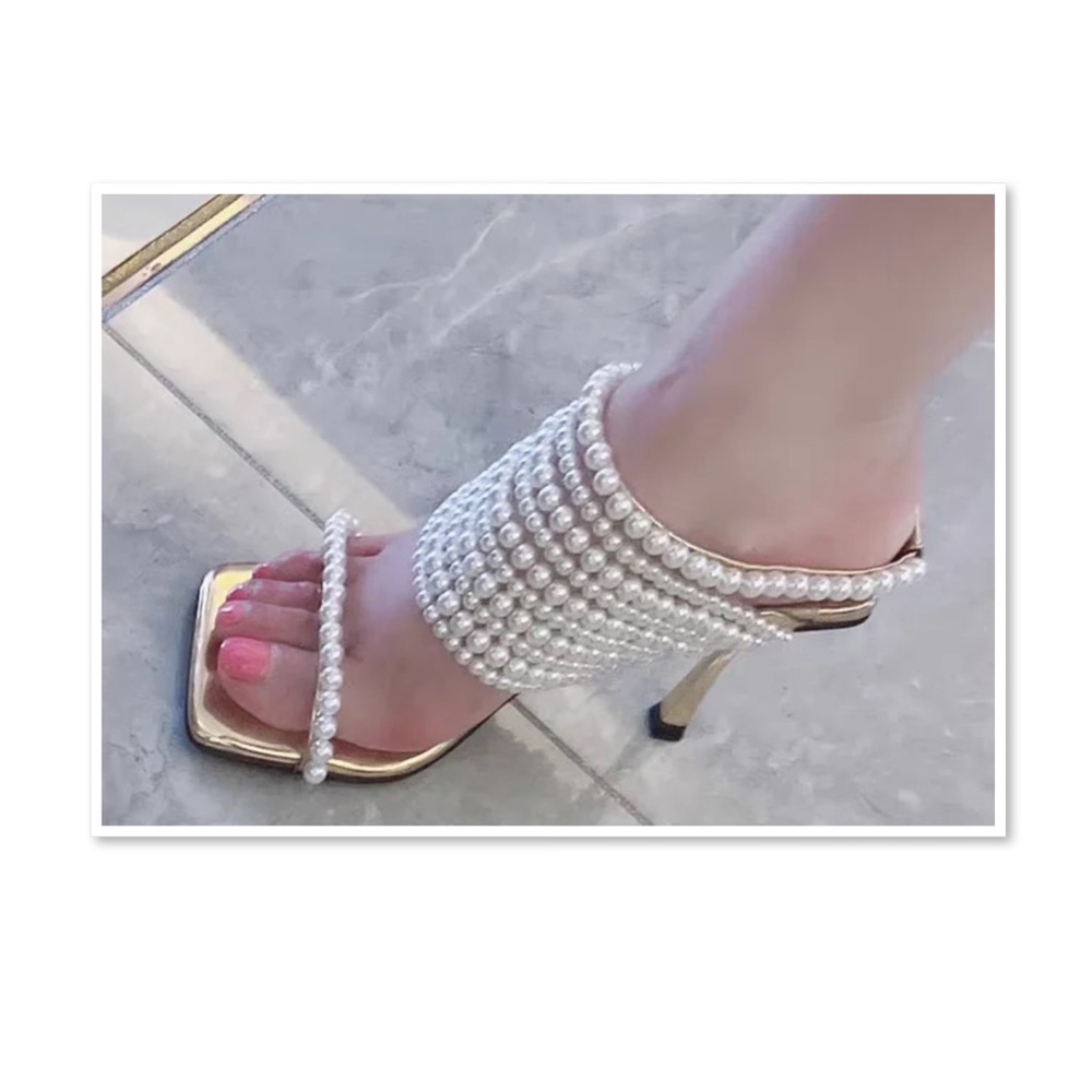 Jeffrey Campbell Pearl and Gold Fabric Sandals - Picture 2 of 8